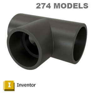 Spears 401/801 90° Tee & Reducing Tee (Socket) — Autodesk Inventor Model States (PVC/CPVC) [*.ipt]